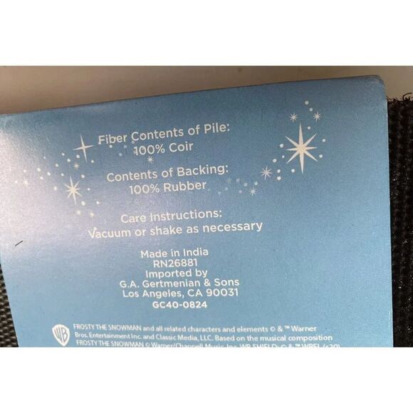 Frosty The Snowman Christmas Outdoor Coir Mat Rug 18 X 28” Snowflakes Winter NEW - Picture 9 of 11